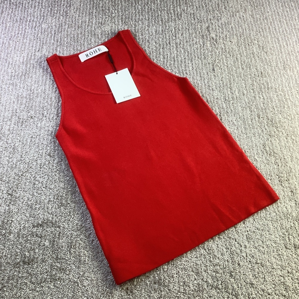 ROHE Womens Red Sleeveless Scoop Neck Knit Tank Top Size 40 NWT